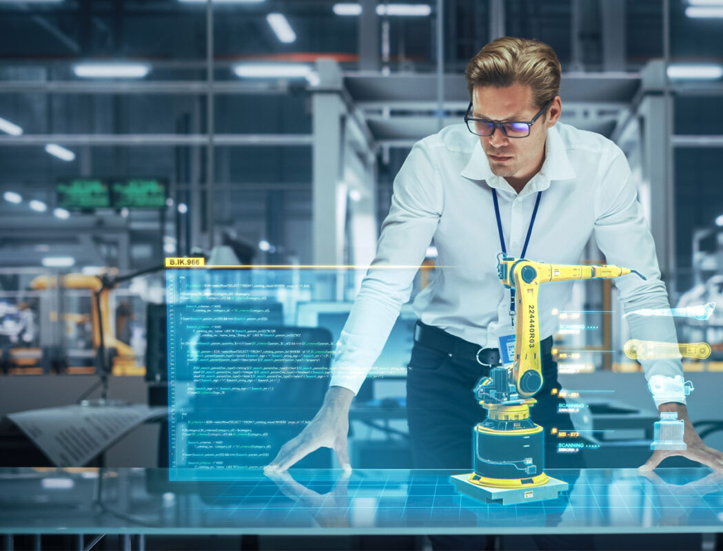 An employee who manages the work of robots